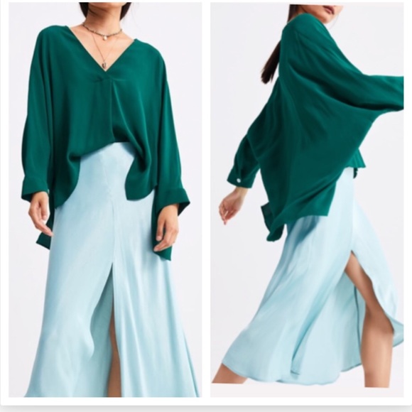 NWT Zara Green Oversized Blouse - Picture 2 of 8